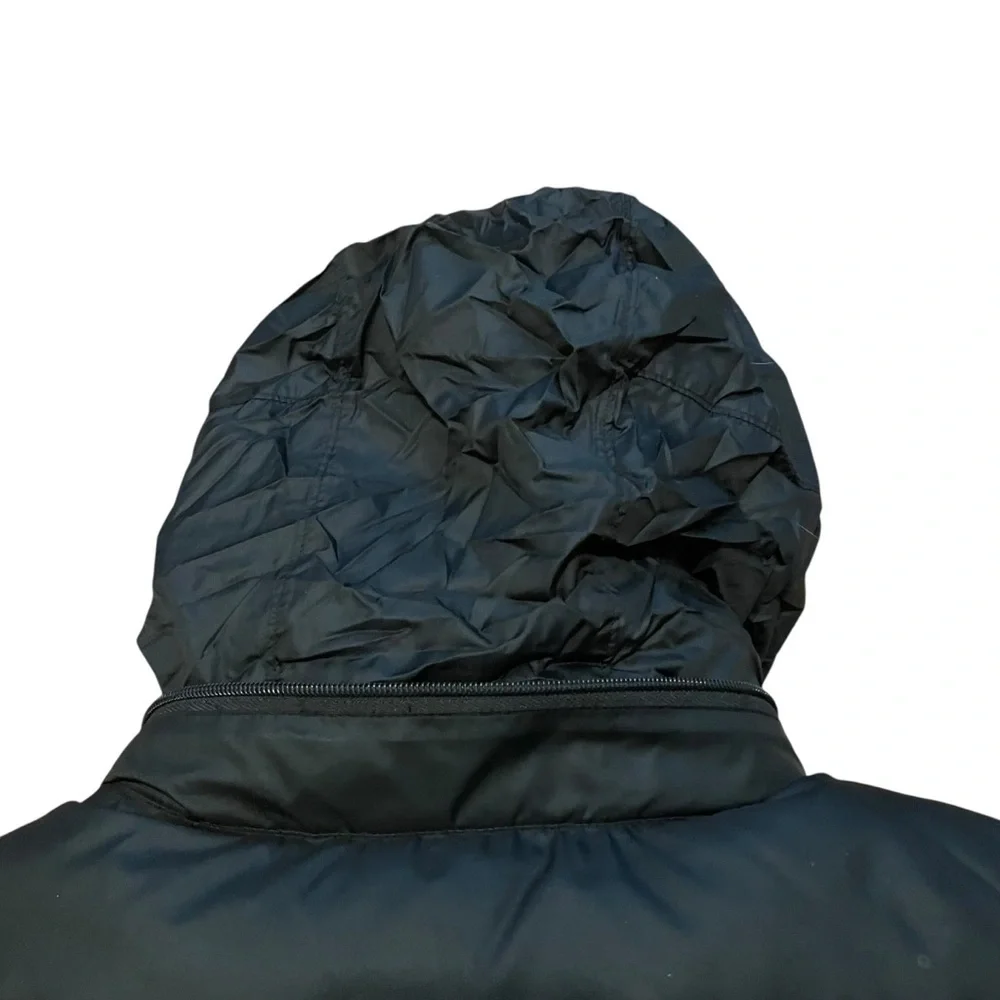 GAP Vintage 2009 Black Down Filled Puffer Vest Packable Hood Y2K Size Medium